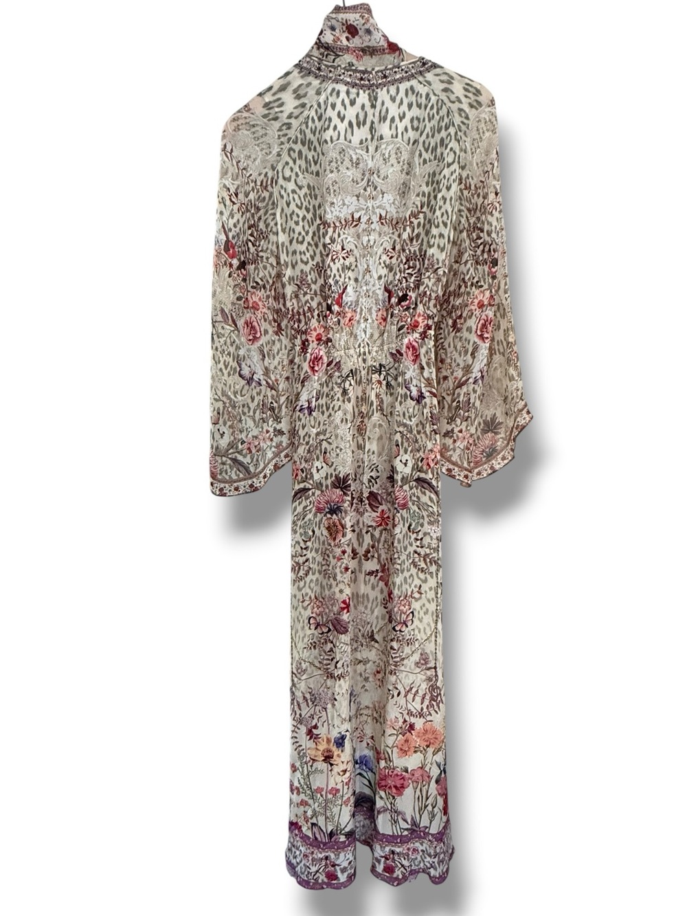 Camilla Silk Wrap Maxi‎ Dress Floral Butterfly Leopard Scarf Sash Embellished S - Picture 11 of 15